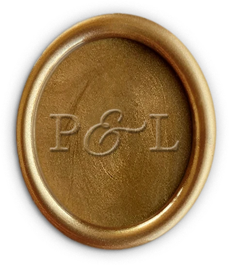 Sello de cera con el monograma P & L